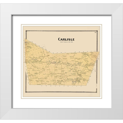 Carlisle New York Landowner - Beers 1866 White Modern Wood Framed Art Print with Double Matting by Beers
