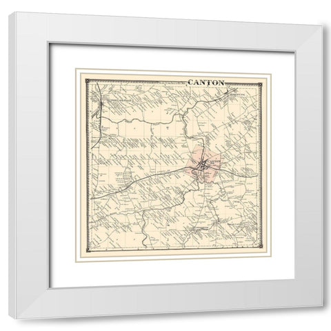 Canton New York Landowner - Stone 1865 White Modern Wood Framed Art Print with Double Matting by Stone