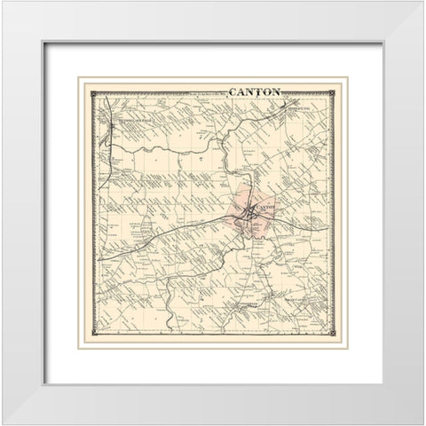 Canton New York Landowner - Stone 1865 White Modern Wood Framed Art Print with Double Matting by Stone