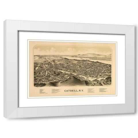 Catskill New York - Burleigh 1889  White Modern Wood Framed Art Print with Double Matting by Burleigh