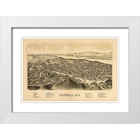 Catskill New York - Burleigh 1889  White Modern Wood Framed Art Print with Double Matting by Burleigh
