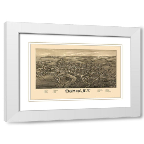Canton New York - Burleigh 1885  White Modern Wood Framed Art Print with Double Matting by Burleigh