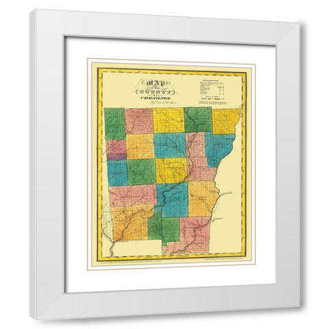 Chenango New York Landowner - Burr 1829 White Modern Wood Framed Art Print with Double Matting by Burr