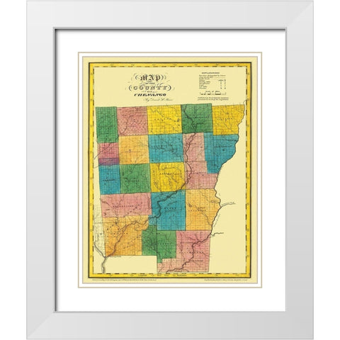 Chenango New York Landowner - Burr 1829 White Modern Wood Framed Art Print with Double Matting by Burr