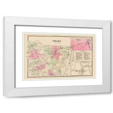 Chazy New York Landowner - Beers 1869 White Modern Wood Framed Art Print with Double Matting by Beers