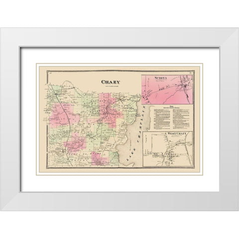 Chazy New York Landowner - Beers 1869 White Modern Wood Framed Art Print with Double Matting by Beers