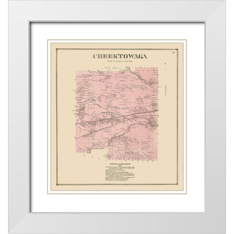 Cheektowaga New York Landowner - Stone 1866 White Modern Wood Framed Art Print with Double Matting by Stone