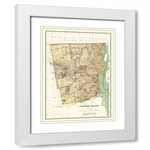 Clinton New York Landowner - Bien 1895 White Modern Wood Framed Art Print with Double Matting by Bien