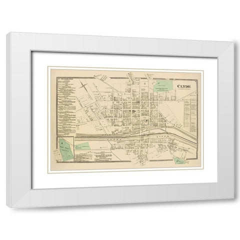 Clyde City New York Landowner - Beers 1874 White Modern Wood Framed Art Print with Double Matting by Beers