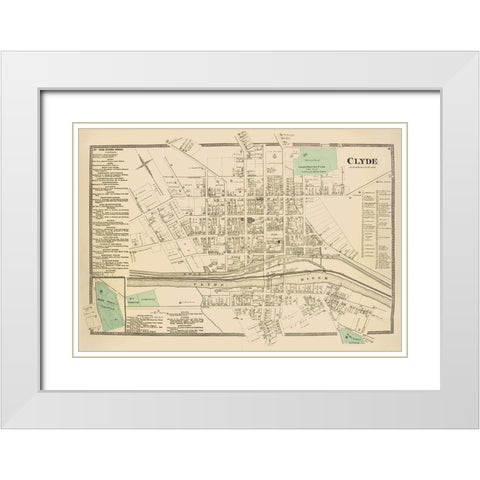 Clyde City New York Landowner - Beers 1874 White Modern Wood Framed Art Print with Double Matting by Beers
