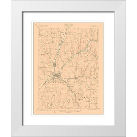 Cortland New York Quad - USGS 1903 White Modern Wood Framed Art Print with Double Matting by USGS