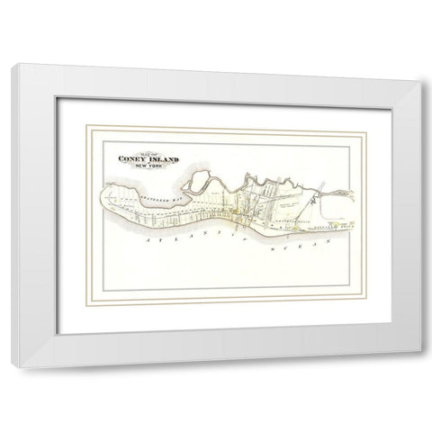 Coney Island New York Landowner - Edsall 1880 White Modern Wood Framed Art Print with Double Matting by Edsall