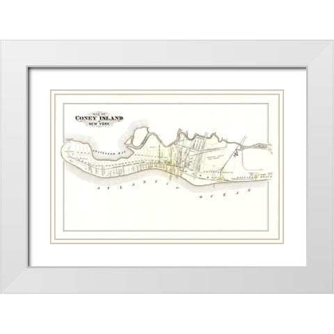 Coney Island New York Landowner - Edsall 1880 White Modern Wood Framed Art Print with Double Matting by Edsall