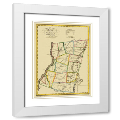 Columbia New York - Burr 1829 White Modern Wood Framed Art Print with Double Matting by Burr