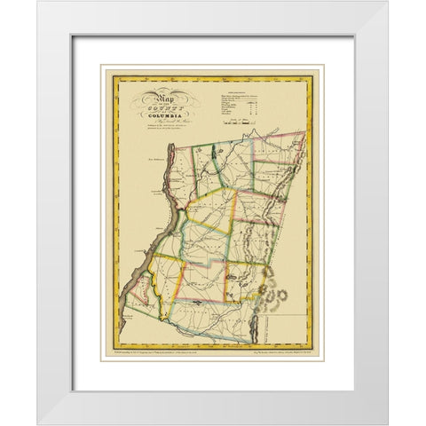 Columbia New York - Burr 1829 White Modern Wood Framed Art Print with Double Matting by Burr