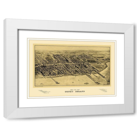 Coney Island New York - Mark 1906 White Modern Wood Framed Art Print with Double Matting by Mark