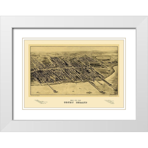 Coney Island New York - Mark 1906 White Modern Wood Framed Art Print with Double Matting by Mark