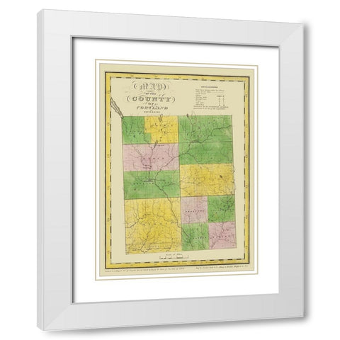 Cortland New York Landowner - Burr 1829 White Modern Wood Framed Art Print with Double Matting by Burr