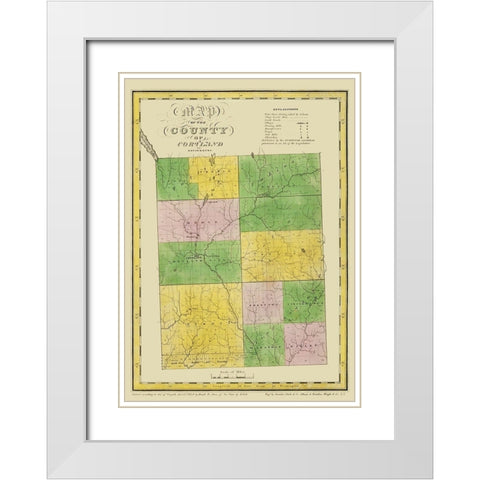 Cortland New York Landowner - Burr 1829 White Modern Wood Framed Art Print with Double Matting by Burr