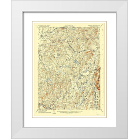 Copake New York Massachetts Quad - USGS 1904 White Modern Wood Framed Art Print with Double Matting by USGS