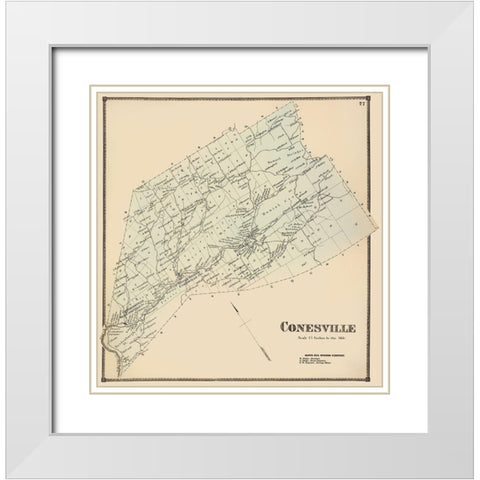 Conesville New York Landowner - Stone 1866 White Modern Wood Framed Art Print with Double Matting by Stone