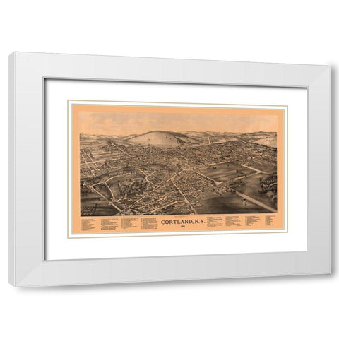 Cortland New York - Burleigh 1894  White Modern Wood Framed Art Print with Double Matting by Burleigh