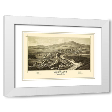 Corinth Palmer Falls New York - Burleigh 1888  White Modern Wood Framed Art Print with Double Matting by Burleigh
