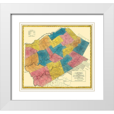 Delaware New York Landowner - Burr 1829 White Modern Wood Framed Art Print with Double Matting by Burr