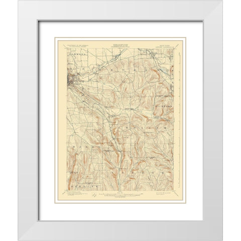 Dryden New York Quad - USGS 1900 White Modern Wood Framed Art Print with Double Matting by USGS