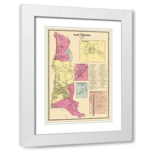 East Chester New York Landowner - Beers 1868 White Modern Wood Framed Art Print with Double Matting by Beers