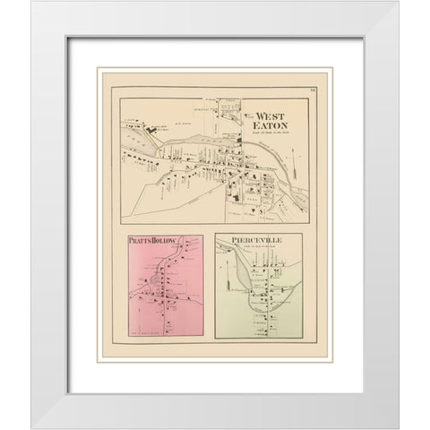 West Eaton New York Landowner - Whitman 1875 White Modern Wood Framed Art Print with Double Matting by Whitman