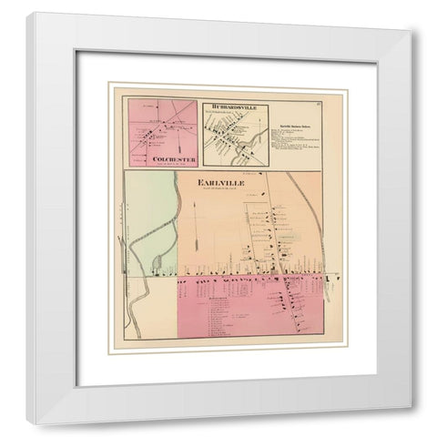 Earlville New York Landowner - Whitman 1875 White Modern Wood Framed Art Print with Double Matting by Whitman