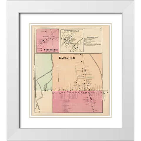 Earlville New York Landowner - Whitman 1875 White Modern Wood Framed Art Print with Double Matting by Whitman