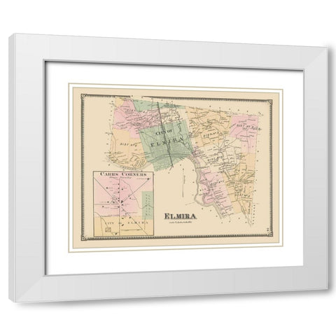 Elmira, Carrs Corner New York Landowner White Modern Wood Framed Art Print with Double Matting by Beers