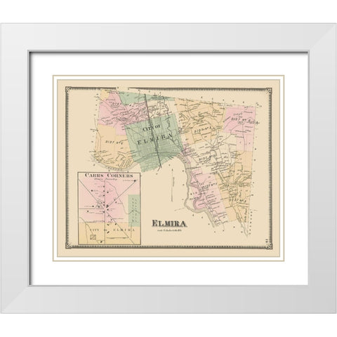 Elmira, Carrs Corner New York Landowner White Modern Wood Framed Art Print with Double Matting by Beers