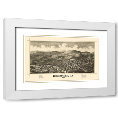 Ellenville New York - Burleigh 1887  White Modern Wood Framed Art Print with Double Matting by Burleigh