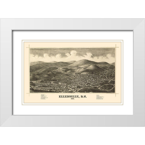 Ellenville New York - Burleigh 1887  White Modern Wood Framed Art Print with Double Matting by Burleigh