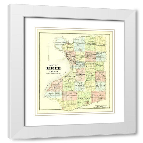 Erie New York - Burr 1880 White Modern Wood Framed Art Print with Double Matting by Burr