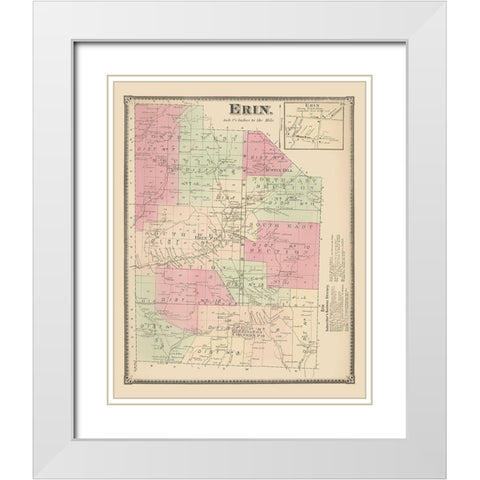 Erin New York Landowner - Beers 1869 White Modern Wood Framed Art Print with Double Matting by Beers