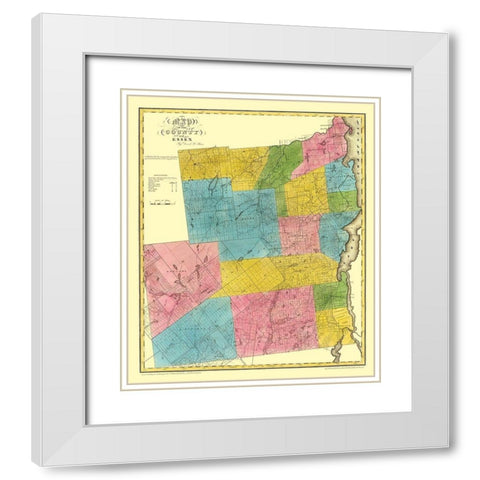 Essex New York Landowner - Burr 1829 White Modern Wood Framed Art Print with Double Matting by Burr