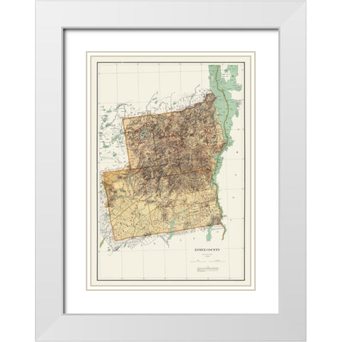 Essex New York Landowner - Bien 1895 White Modern Wood Framed Art Print with Double Matting by Bien