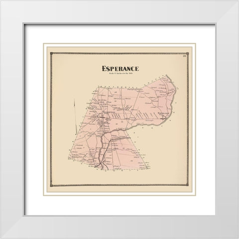 Esperance New York Landowner - Stone 1866 White Modern Wood Framed Art Print with Double Matting by Stone