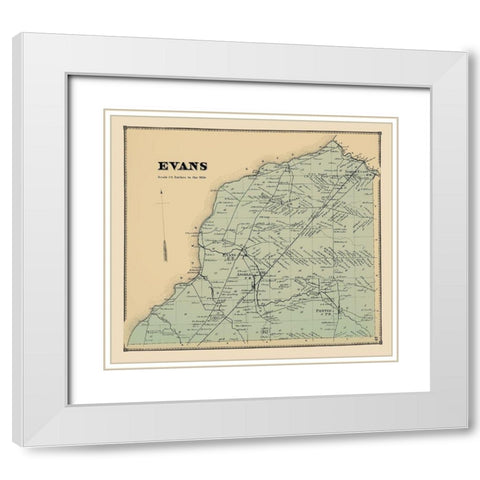 Evans New York Landowner - Stone 1866 White Modern Wood Framed Art Print with Double Matting by Stone