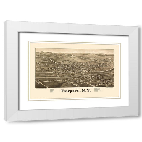 Fairport New York - Burleigh 1885  White Modern Wood Framed Art Print with Double Matting by Burleigh