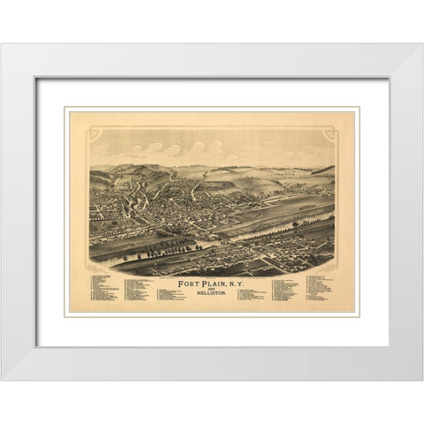Fort Plain Nelliston New York - Burleigh 1891  White Modern Wood Framed Art Print with Double Matting by Burleigh