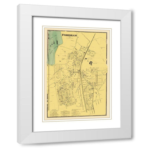Fordham New York Landowner - Beers 1868 White Modern Wood Framed Art Print with Double Matting by Beers