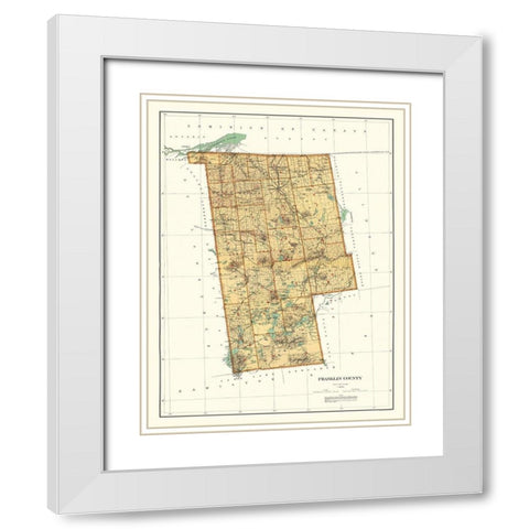 Franklin New York Landowner - Bien 1895 White Modern Wood Framed Art Print with Double Matting by Bien