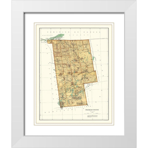 Franklin New York Landowner - Bien 1895 White Modern Wood Framed Art Print with Double Matting by Bien
