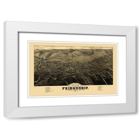 Friendship New York - Stoner 1882  White Modern Wood Framed Art Print with Double Matting by Stoner