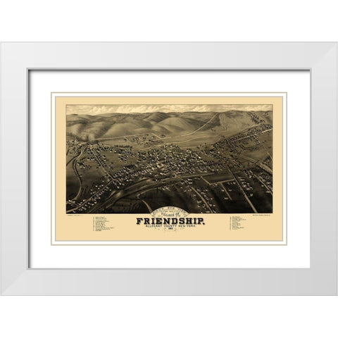 Friendship New York - Stoner 1882  White Modern Wood Framed Art Print with Double Matting by Stoner